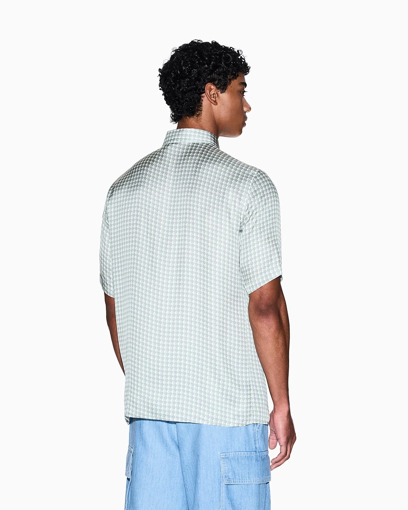 Armani Exchange - Patterned short-sleeved shirt, Man, Green, Size: