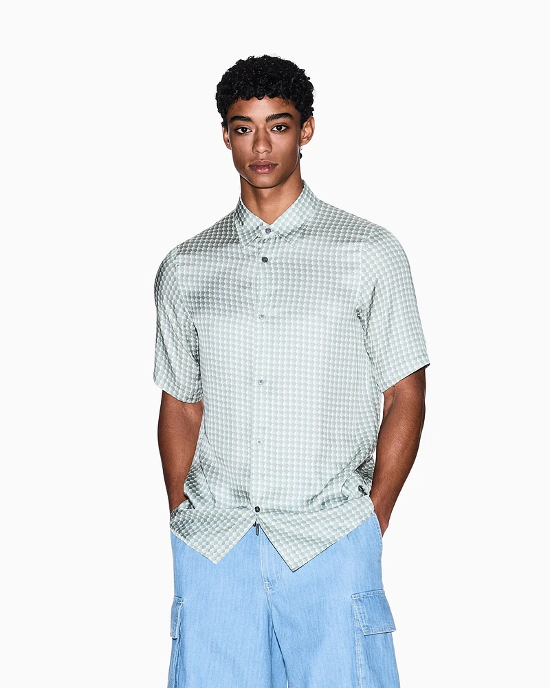 Armani Exchange - Patterned short-sleeved shirt, Man, Green, Size: