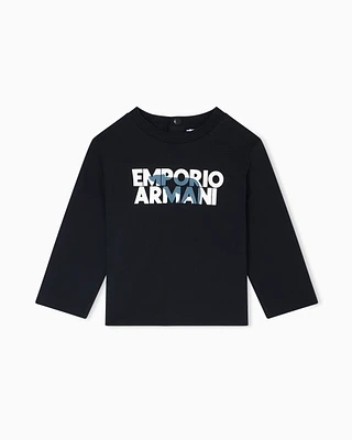 Emporio Armani - Long-sleeved jersey T-shirt, Boy, Navy Blue, Size:
