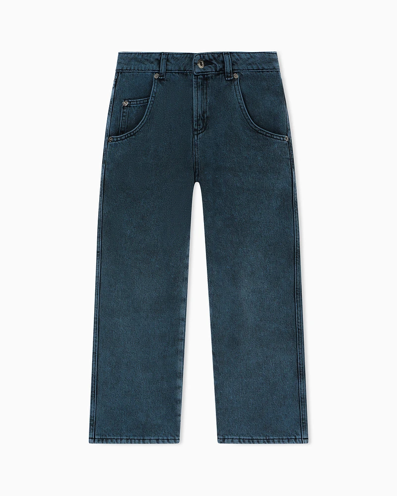 Emporio Armani - Loose-fit jeans worn-look denim, Boy, Blue, Size: