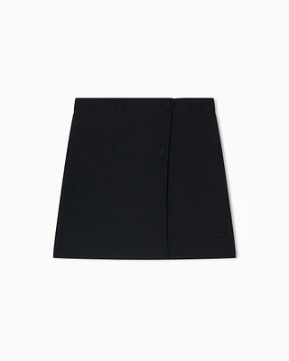 Emporio Armani - Quilted jersey wrap skirt, Girl, Navy Blue, Size: