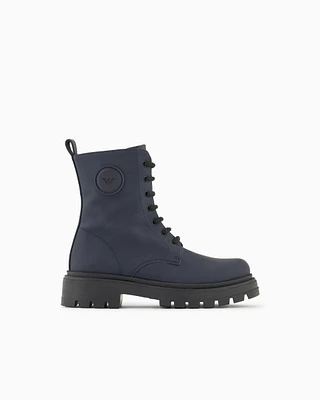 Emporio Armani - Rubber lace-up ankle boots, Boy, Navy Blue, Size: