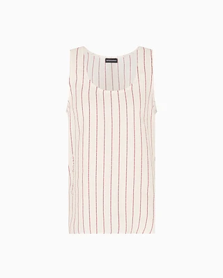 Emporio Armani - Resort capsule collection pinstriped-print linen tank top, Woman, White, Size: