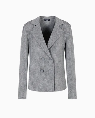 Emporio Armani - Icon chevron viscose-blend shirt jacket, Woman, Grey, Size: