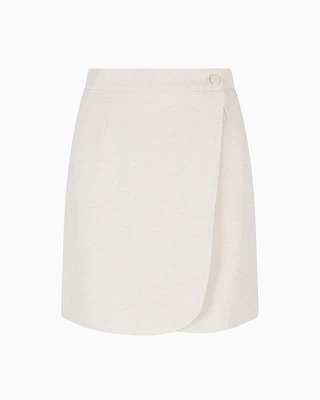 Emporio Armani - Icon fluid armure fabric wrap skirt, Woman, White, Size: