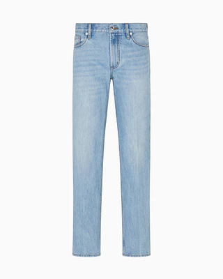 Emporio Armani - J76 straight-fit, stone-washed denim jeans, Man, Blue, Size: