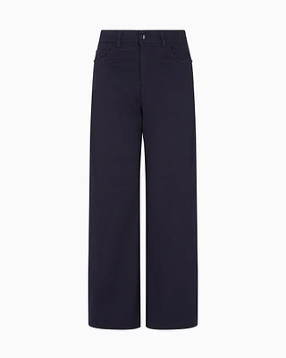 Emporio Armani - J33 Mid-rise, cropped wide-leg jeans garment-dyed stretch drill, Woman, Navy Blue, Size:
