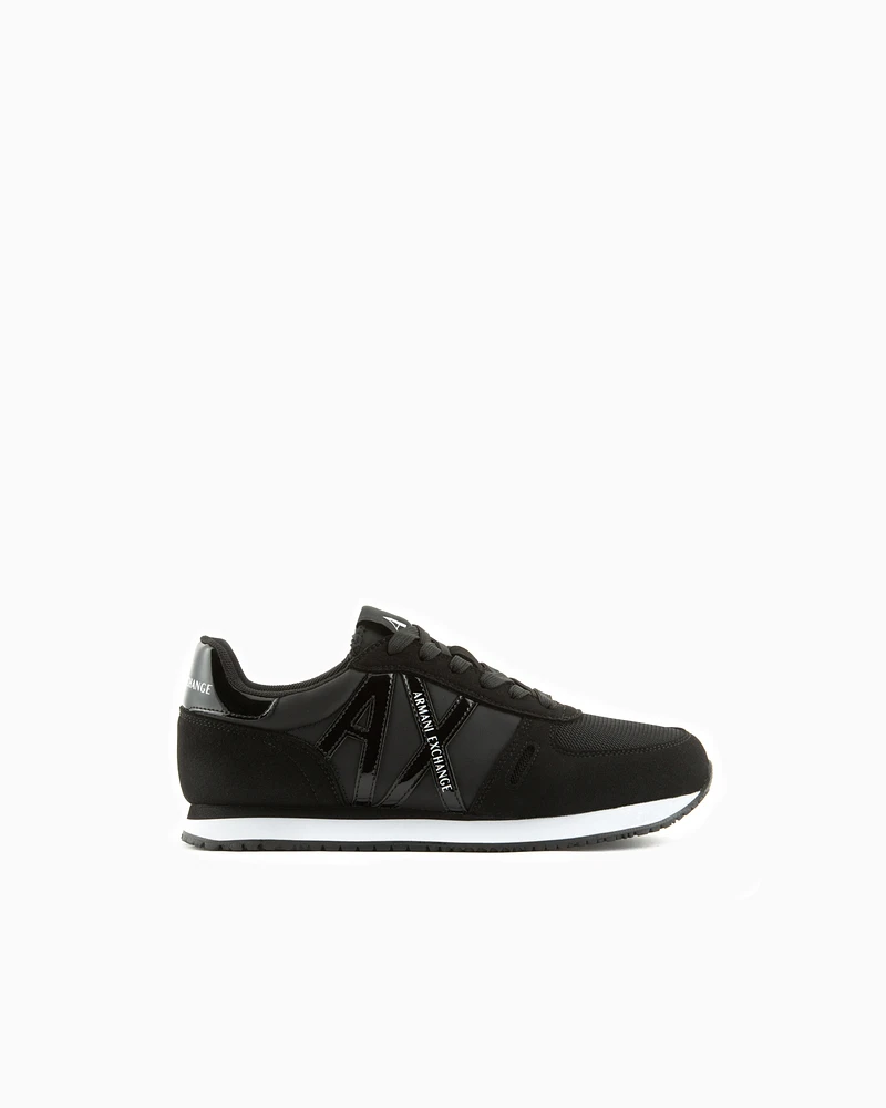 Armani Exchange - Microfiber sneakers with logo, Woman, Black, Size: