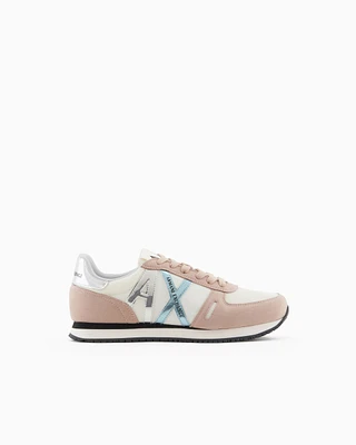 Armani Exchange - Microfiber sneakers with logo, Woman, Beige, Size: