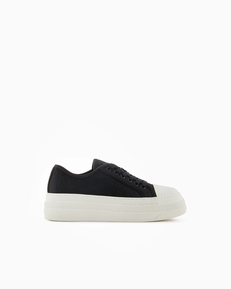 Armani Exchange - Sneakers with allover logo, Woman, Black, Size: