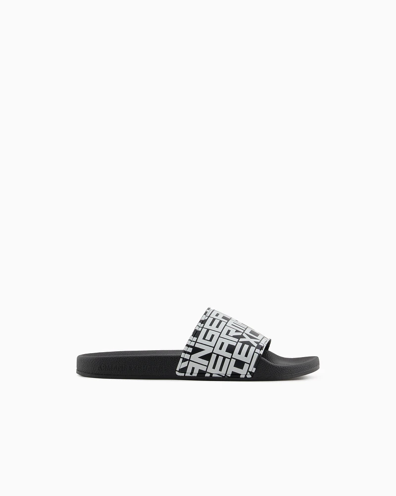 Armani Exchange - Slippers with logo band, Man, Black, Size: