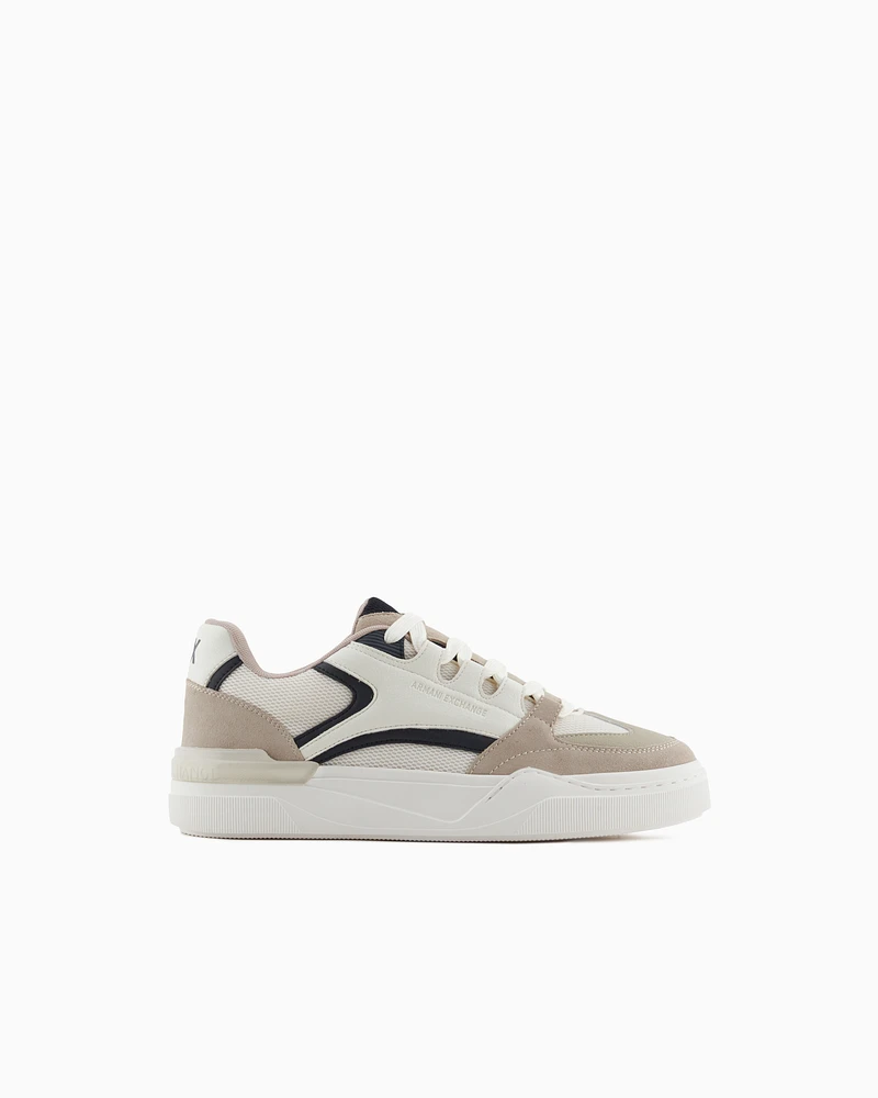 Armani Exchange - Oversized sneakers with contrasting inserts, Man, Brown, Size: 10