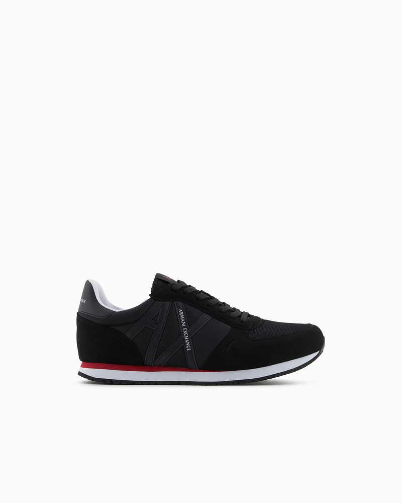 Armani Exchange - Sneakers eco-suede, mesh and nylon, Man, Black, Size: