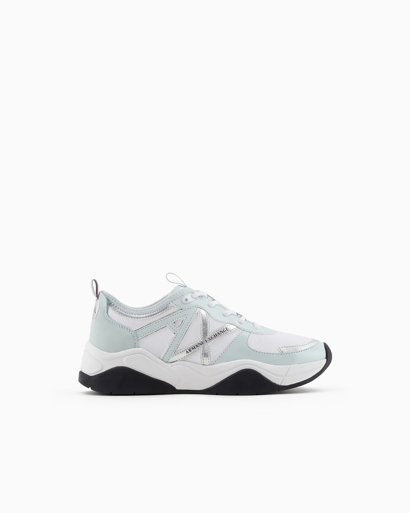 Armani Exchange - Chunky sneakers with logo, Woman, Light Blue, Size: