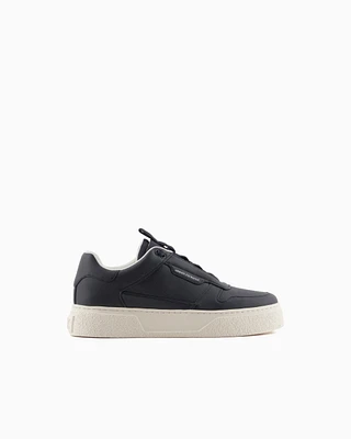 Armani Exchange - Sneakers eco-leather with elastic laces, Man, Navy Blue, Size: