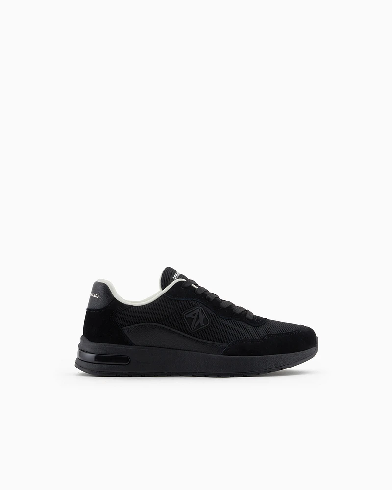 Armani Exchange - Mesh sneakers with rubber logo, Man, Black, Size: 8