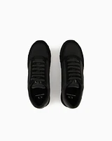Armani Exchange - Suede sneakers with mesh inserts, Man, Black, Size: