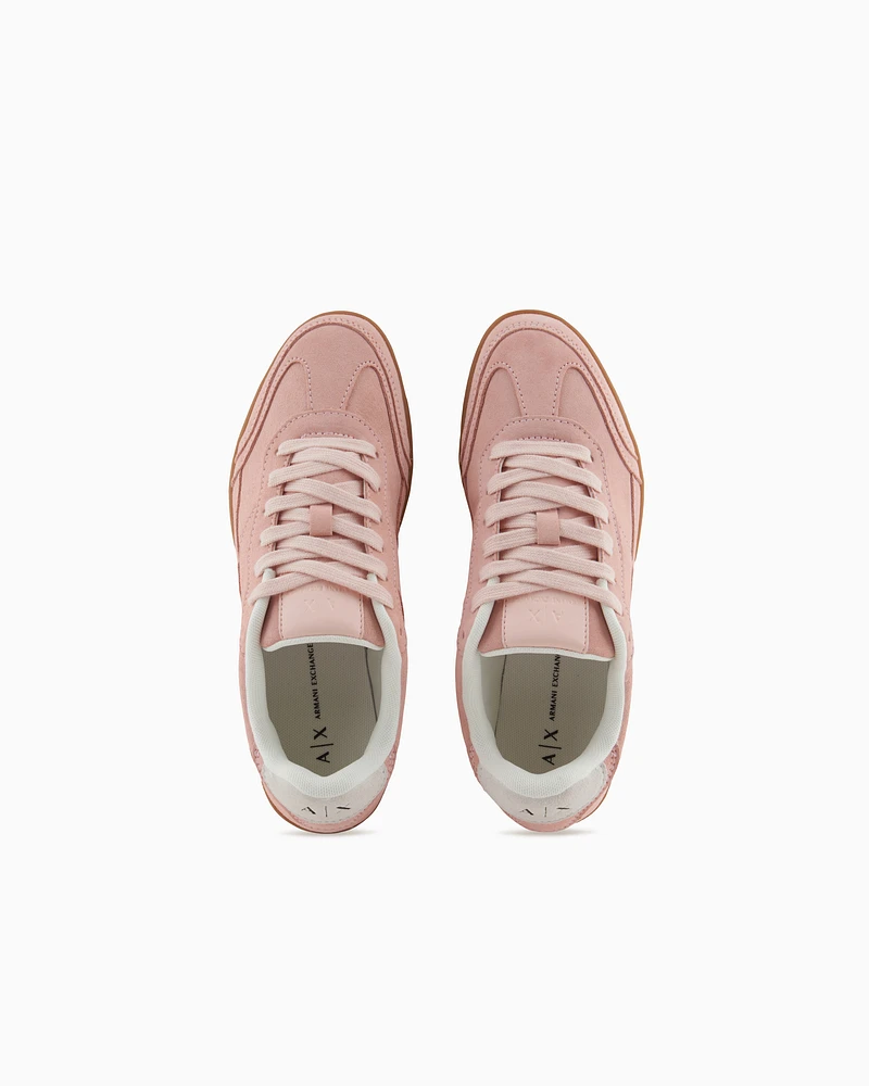Armani Exchange - Suede Sneakers, Woman, Pink, Size: