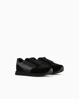 Armani Exchange - Suede sneakers with mesh inserts, Man, Black, Size: