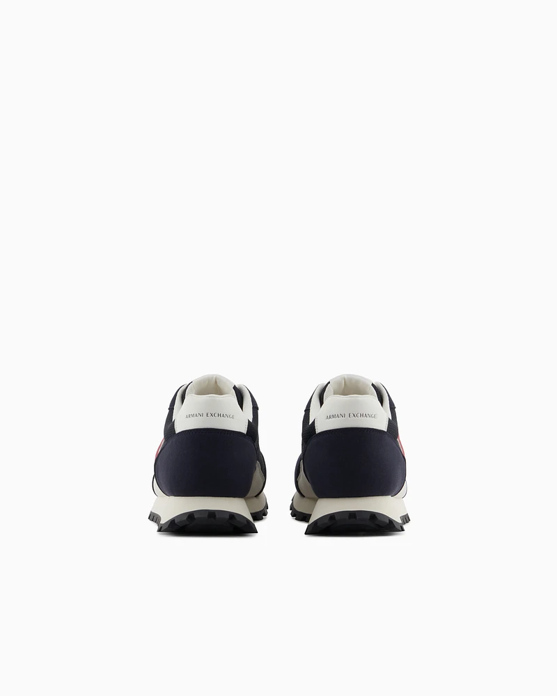 Armani Exchange - Sneakers eco-suede, mesh and nylon, Man, Navy Blue, Size: