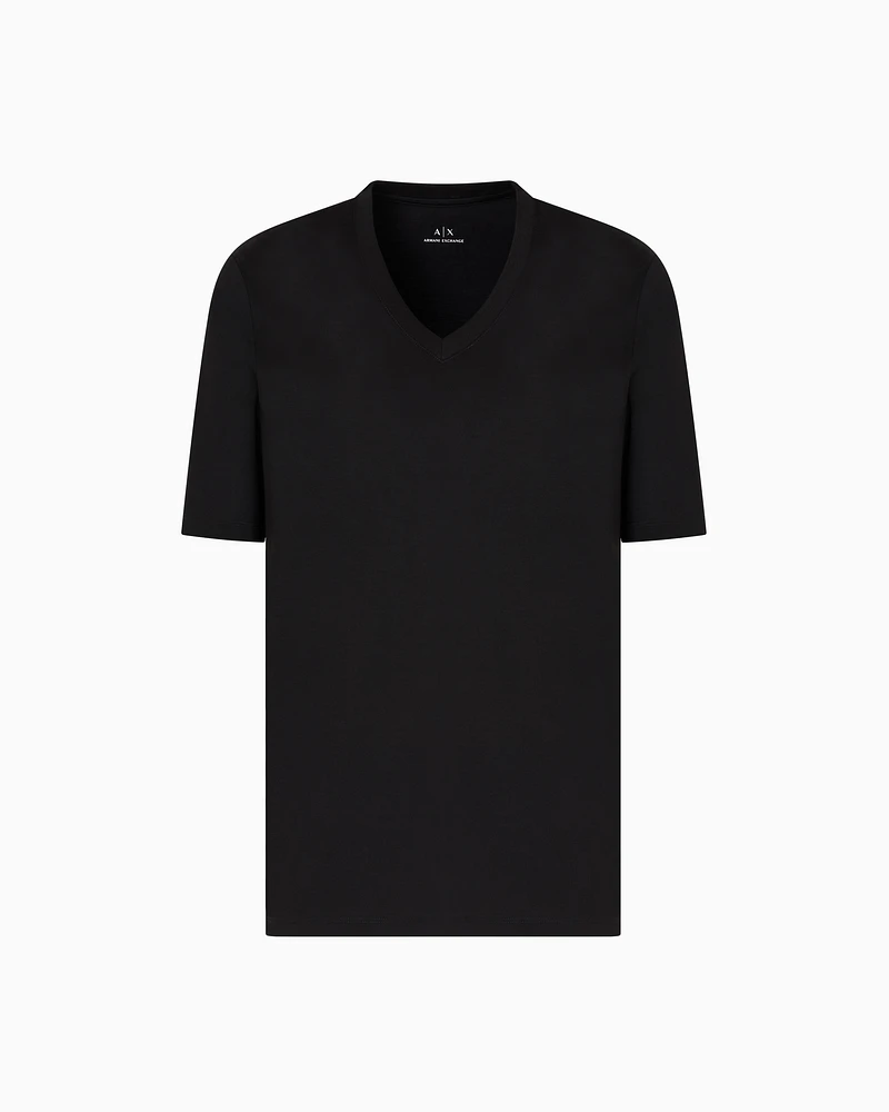 Armani Exchange - Slim fit T-shirt with V-neck, Man, Black, Size: