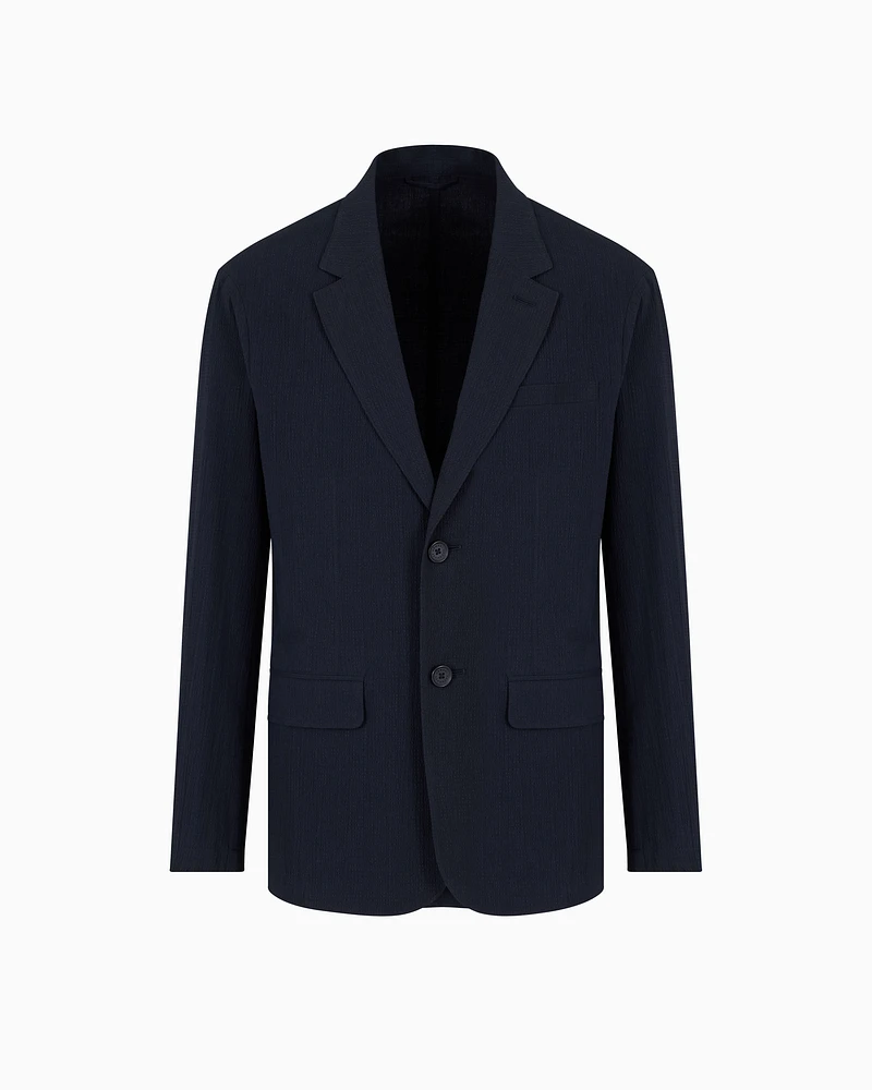 Armani Exchange - Single-breasted stretch cotton jacket, Man, Navy Blue, Size: