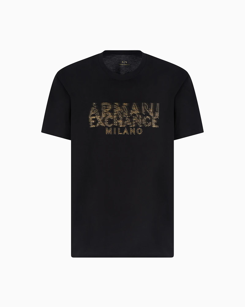 Armani Exchange - Regular fit T-shirt with blurred logo effect, Man, Black, Size:
