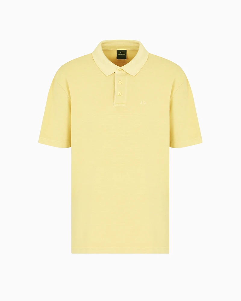 Armani Exchange - Used effect cotton piquet polo, Man, Yellow, Size:
