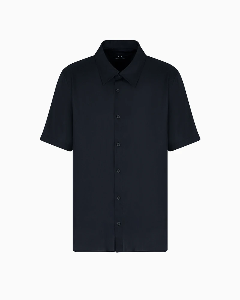 Armani Exchange - Regular fit shirt lyocell twill, Man, Black, Size: