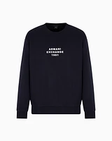 Armani Exchange - Crewneck sweatshirt bonded stretch fabric, Man, Navy Blue, Size: