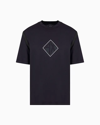 Armani Exchange - Regular fit T-shirt with logo print, Man, Navy Blue, Size: XS