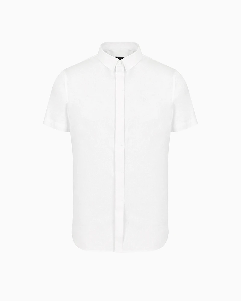 Armani Exchange - Slim fit short sleeve shirt stretch satin, Man, White, Size: