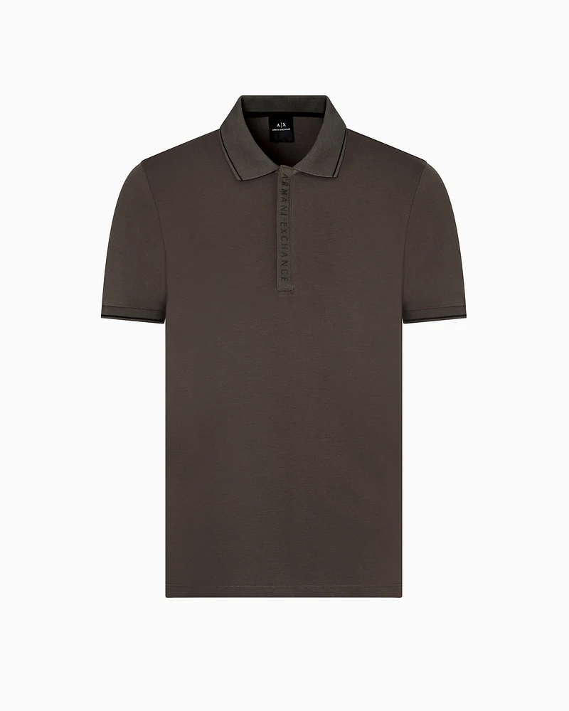 Armani Exchange - Polo with contrasting logo cotton spandex, Man, Green, Size: