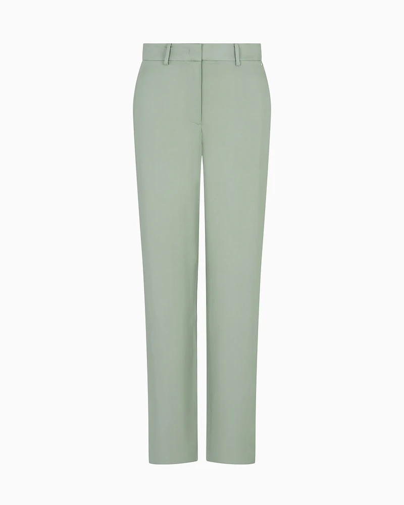 Armani Exchange - Straight viscose trousers, Woman, Green, Size: 4