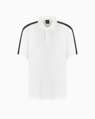 Armani Exchange - Regular fit piquet polo with shoulder bands, Man, White, Size: