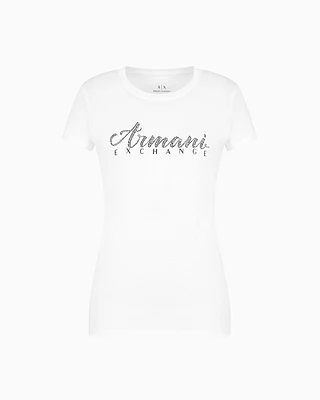 Armani Exchange - Slim fit T-shirt in stretch cotton jersey, Woman, White, Size: XS