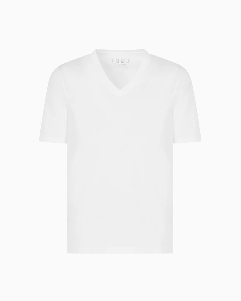 Armani Exchange - Slim fit T-shirt with V-neck, Man, White, Size: