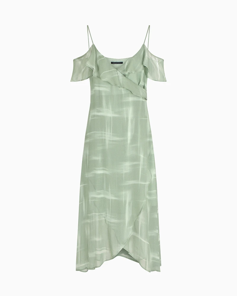 Armani Exchange - Long dress viscose chiffon, Woman, Green, Size: