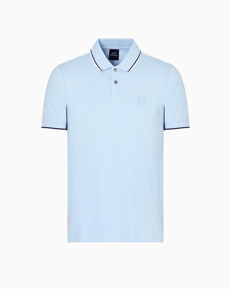 Armani Exchange - Piquet polo with contrasting details, Man, Light Blue, Size: L