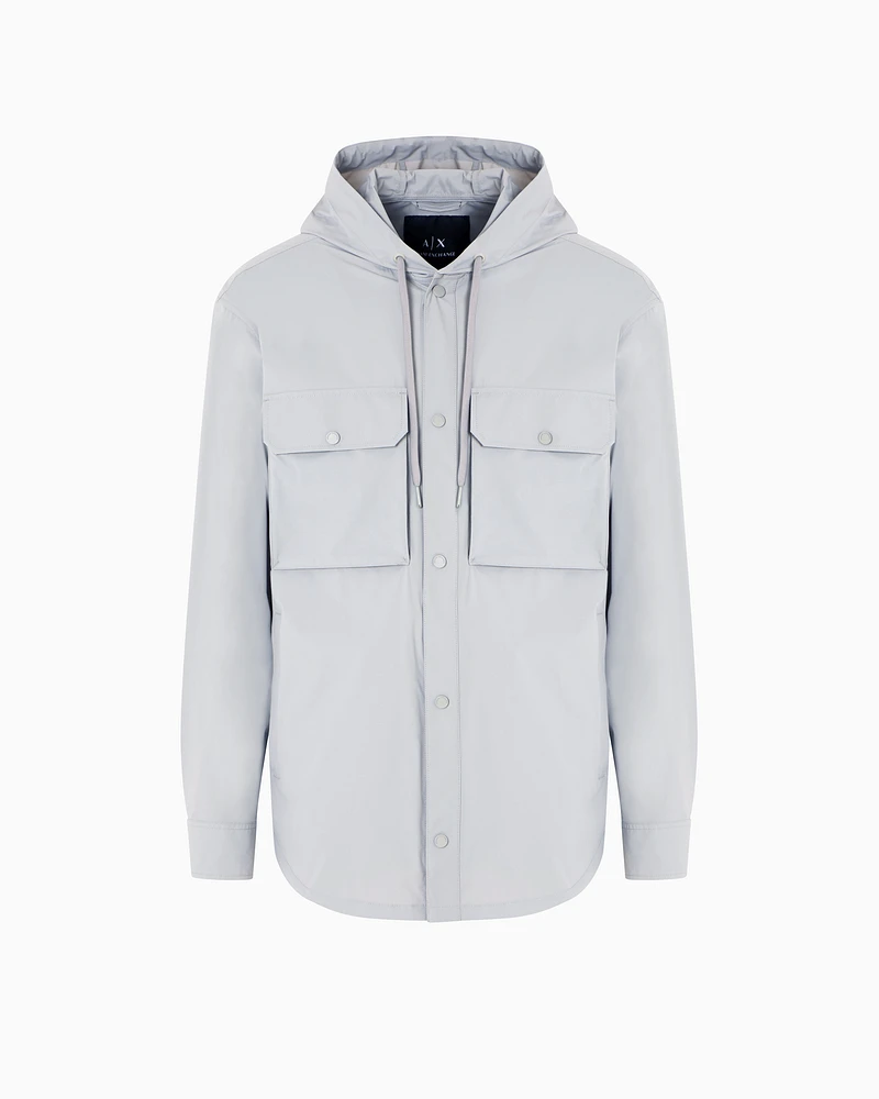 Armani Exchange - Long stretch nylon caban, Man, Grey, Size: