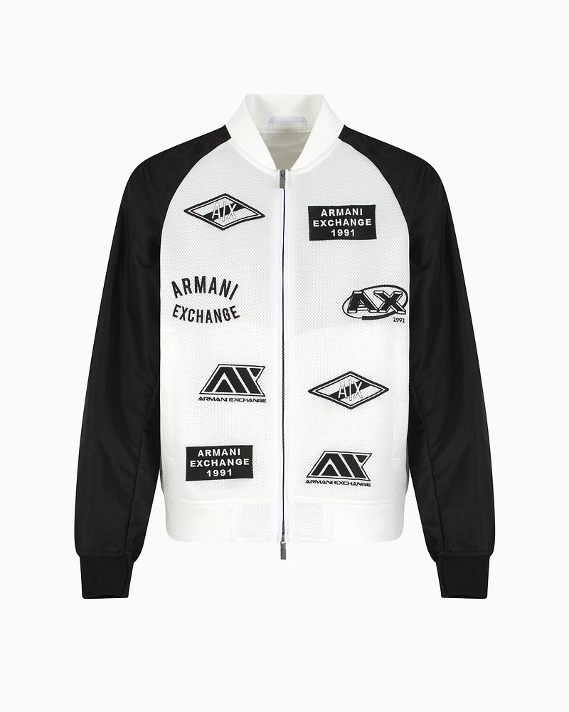 Armani Exchange - Bomber jacket with logo patches, Man, White, Size: M