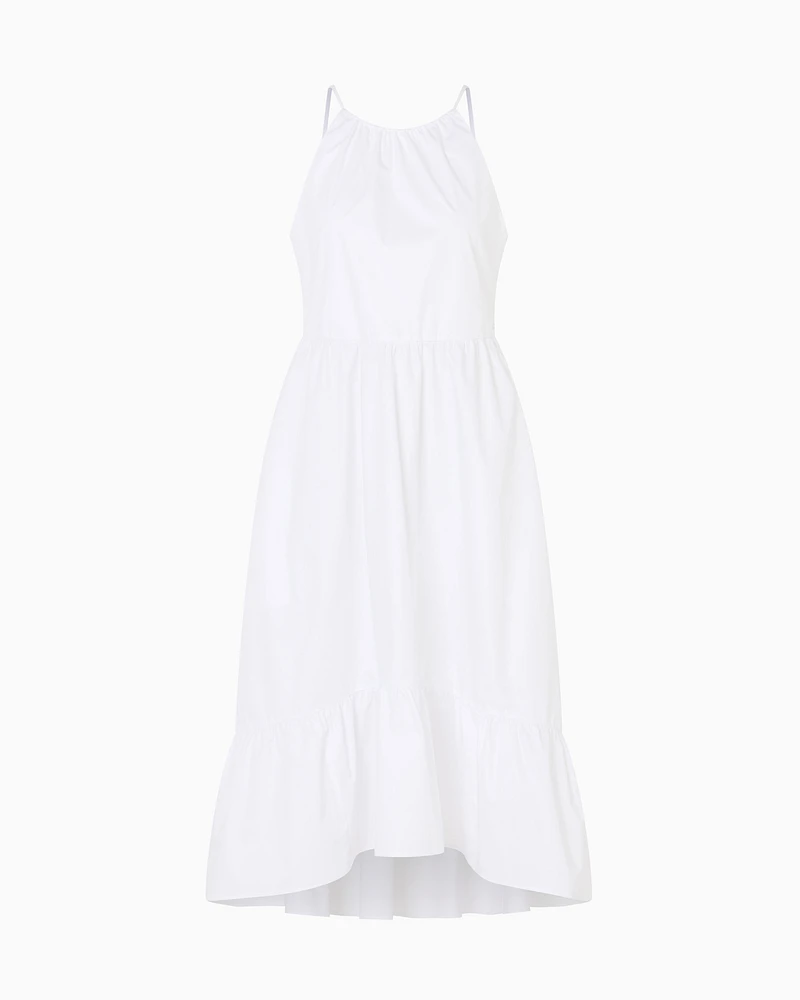 Armani Exchange - ASV Cotton Ruffle Midi Dress, Woman, White, Size: