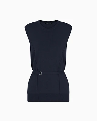 Armani Exchange - Top with belt, Woman, Navy Blue, Size: