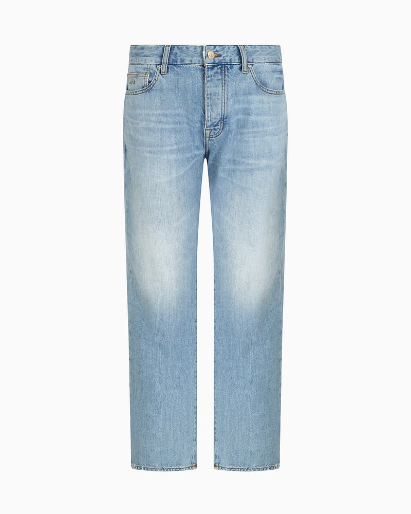 Armani Exchange - J71 carrot fit jeans stone washed cotton denim, Man, Blue, Size:
