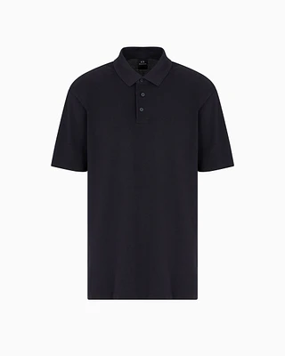 Armani Exchange - Used effect cotton piquet polo, Man, Navy Blue, Size: