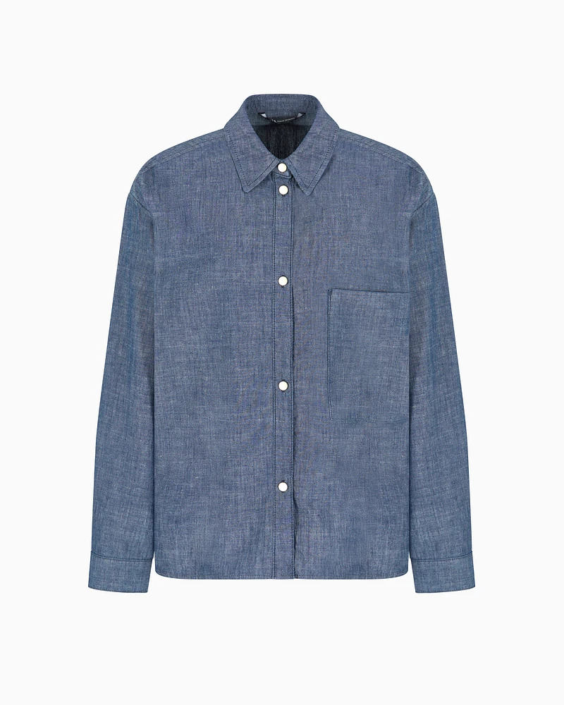 Armani Exchange - Cotton chambray shirt, Woman, Blue, Size: M