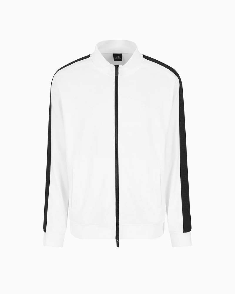 Armani Exchange - Full zip sweatshirt with logo bands, Man, White, Size: