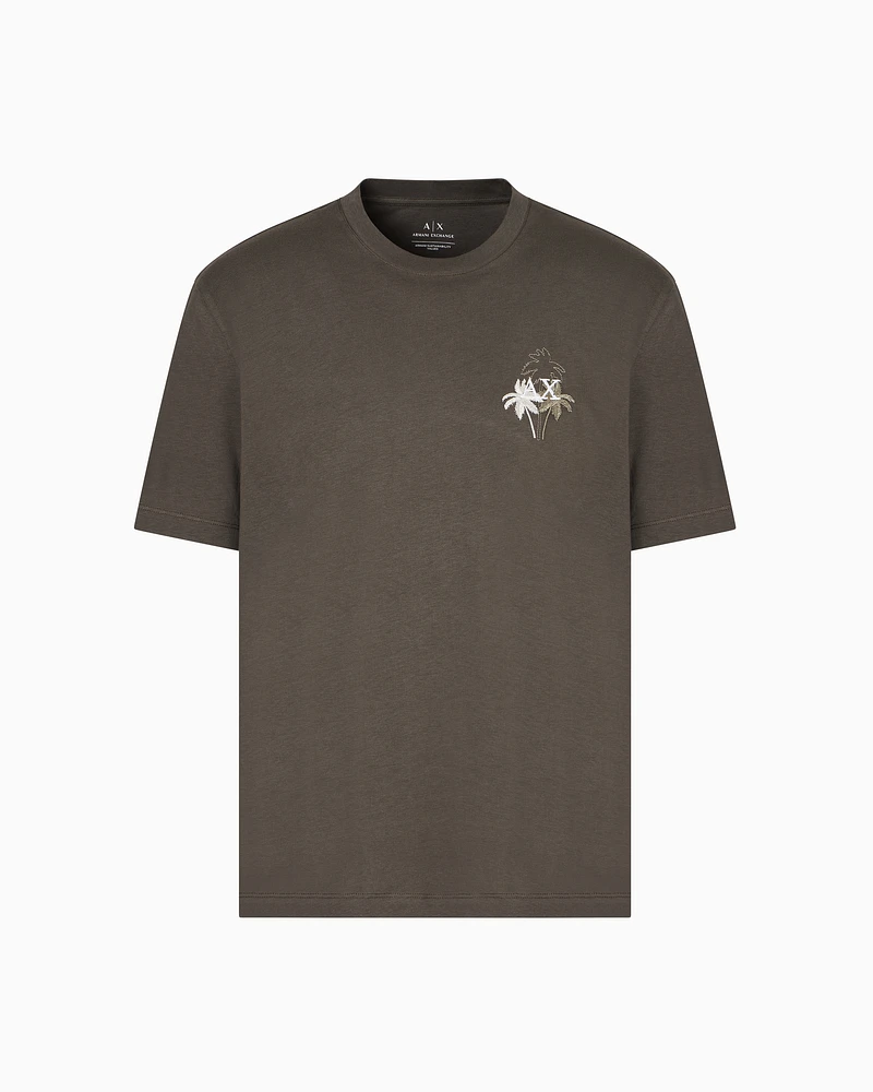 Armani Exchange - Regular fit T-shirt with print on the chest, Man, Green, Size: