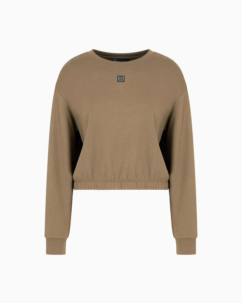 Armani Exchange - ASV Organic Cotton Blend Cropped Sweatshirt, Woman, Brown, Size: