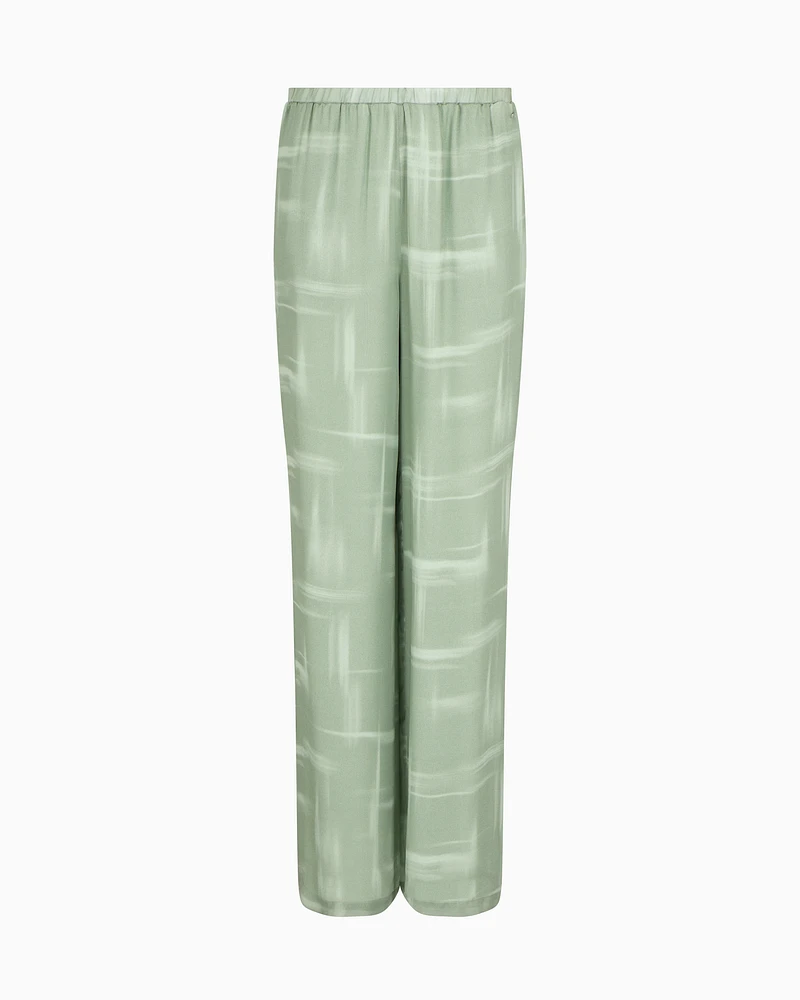 Armani Exchange - Oversized trousers in abstract patterned fabric, Woman, Green, Size: 0